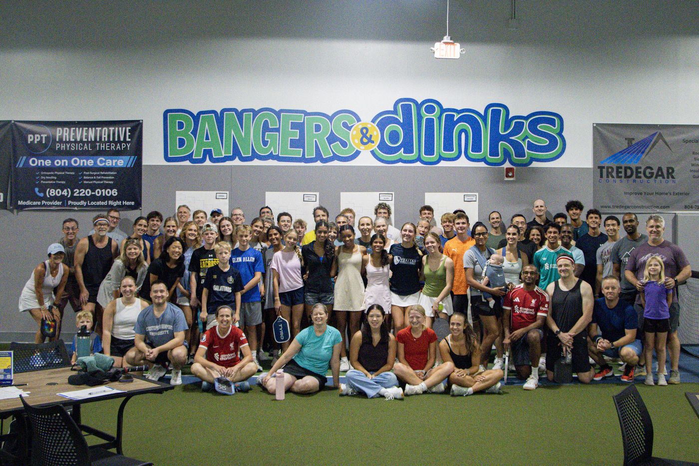 Large group of Paddles with Purpose players and volunteers at Bangers & Dinks