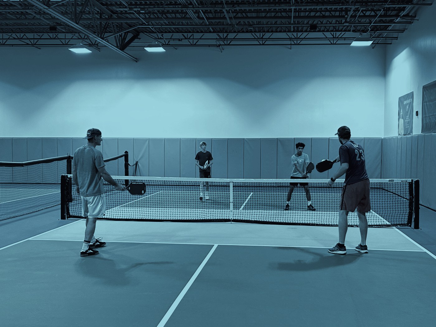 Doubles point underway on court